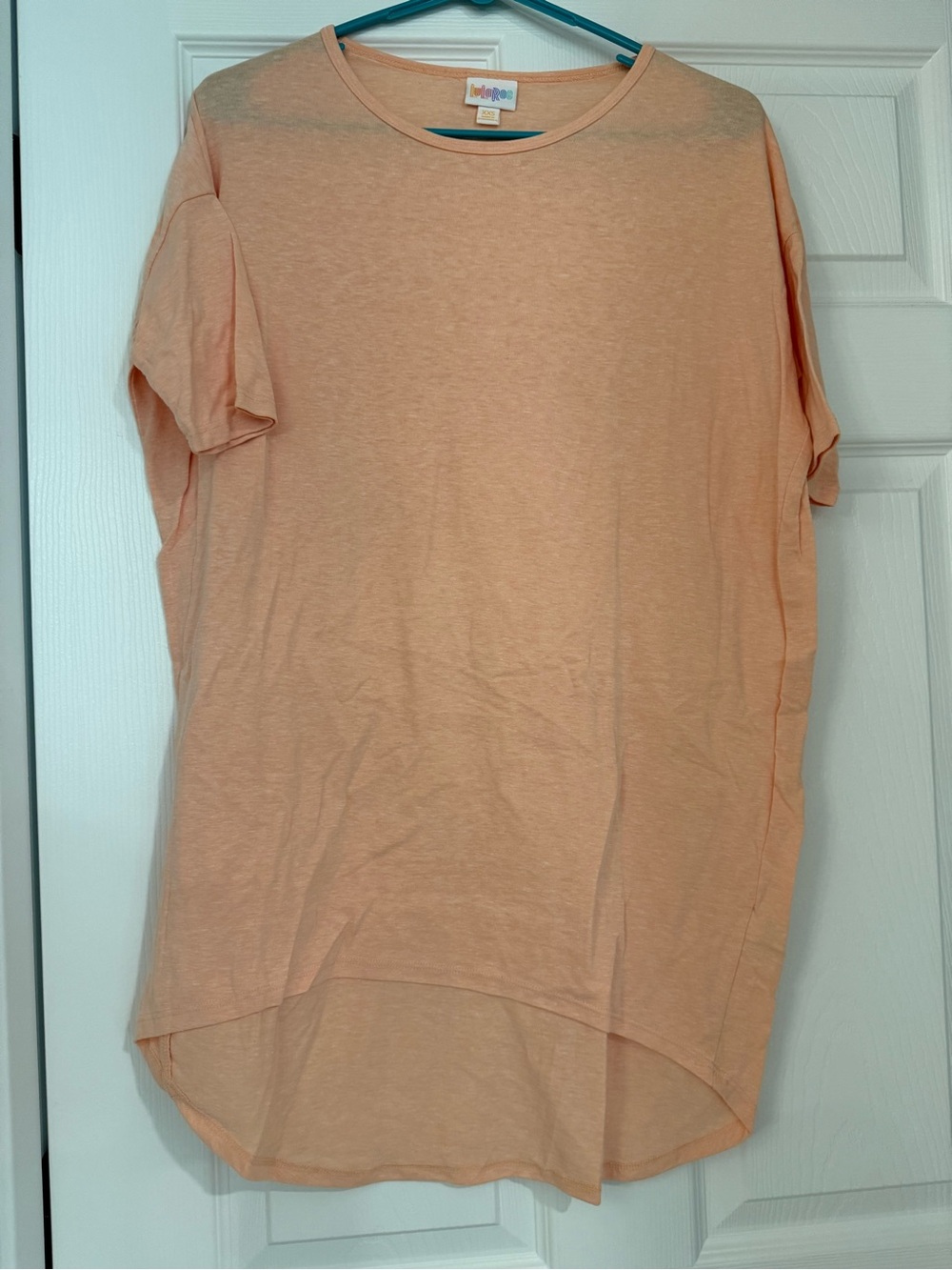 Lularoe Irma Peach Crew Neck Short Sleeve Women's Tunic